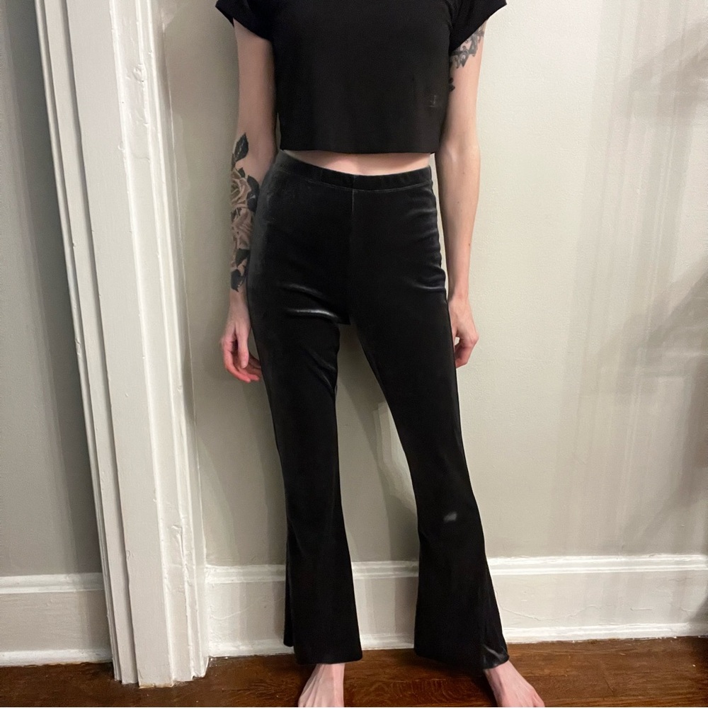 Grey velvet pants small